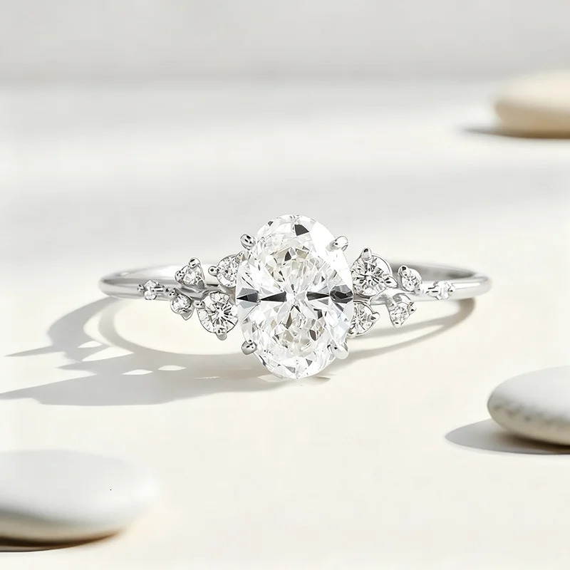 Unique Oval Cut 1ct-3ct Halo Ring 925 Sterling Silver Half Rings for Woman Wedding Jewelry with Certificate 260921