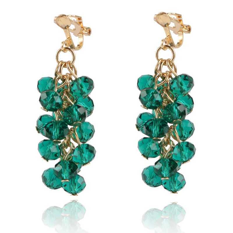 New Fashion Handmade Grape Bunches Luxury Crystal Beads Clip Earrings Without Piercing For Female Wedding Party Ear Clip Jewelry M260923