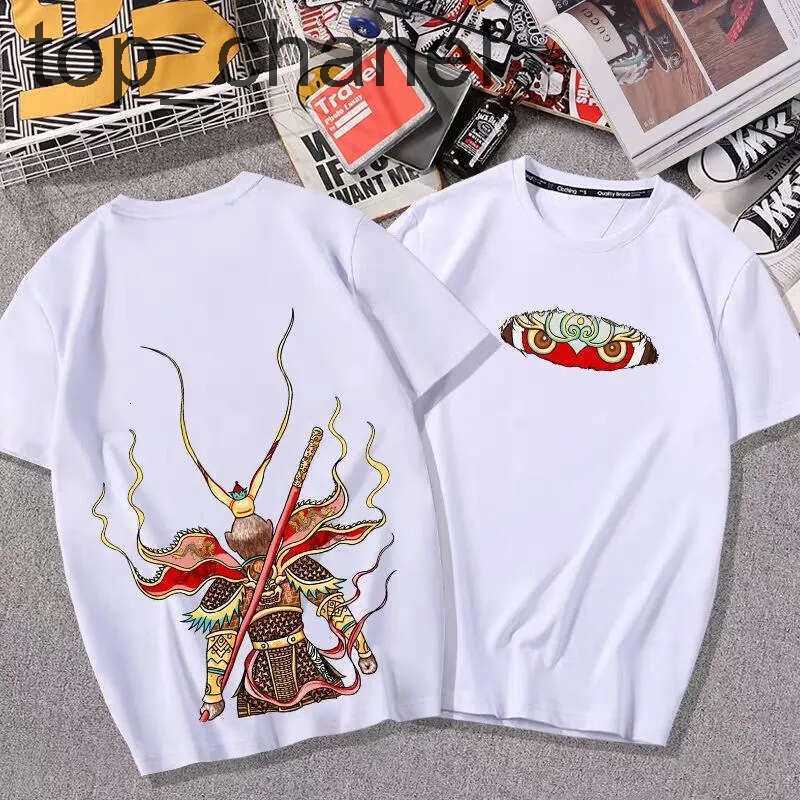 Men's T-shirt New Chinese Style Monkey King Lion Dance Combining Traditional Mythology And Lion Dance Elements Double-sided Print Enhances Reco