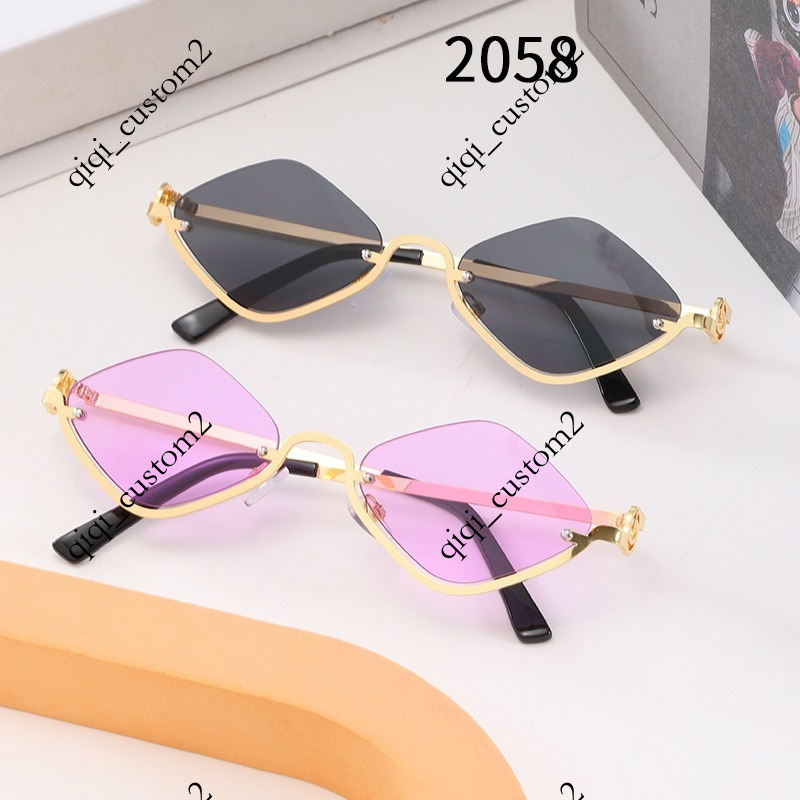 2026 New Model Sunglasses, Half-Frame Diamond-Shaped Small Frame, Metal, Simple Trendy, European and American Style, Unisex