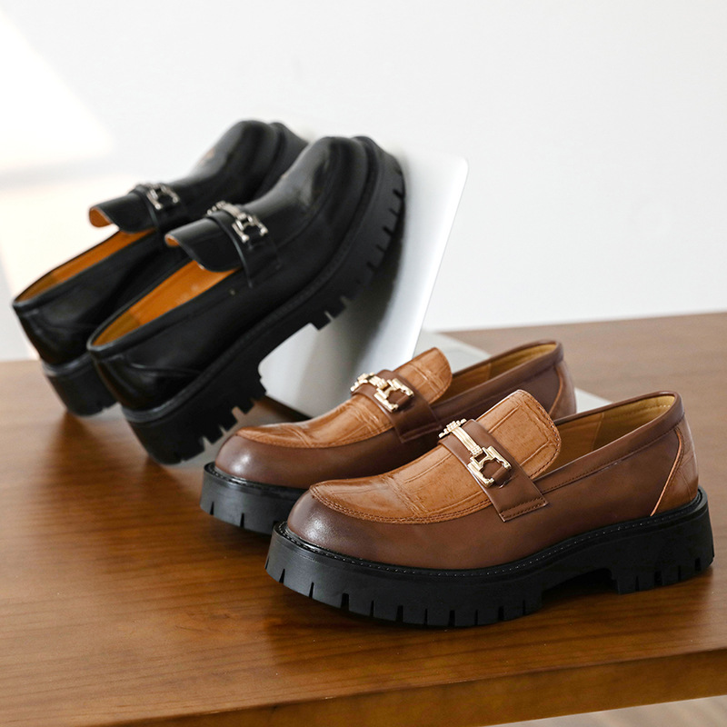 Hot new free shipping designer shoes for mens dress shoes black brown Fashionable and versatile Men's Thick Sole Platform Leather Boots