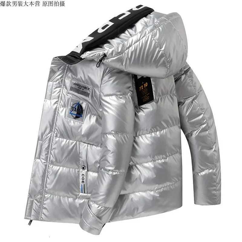 Men's Down Parkas 2024 Men Parka Cotton Padded Winter Jacket Coat Mens Warm Jackets Male Printed Stand Collar Zipper Coats Teenagers Down Parka