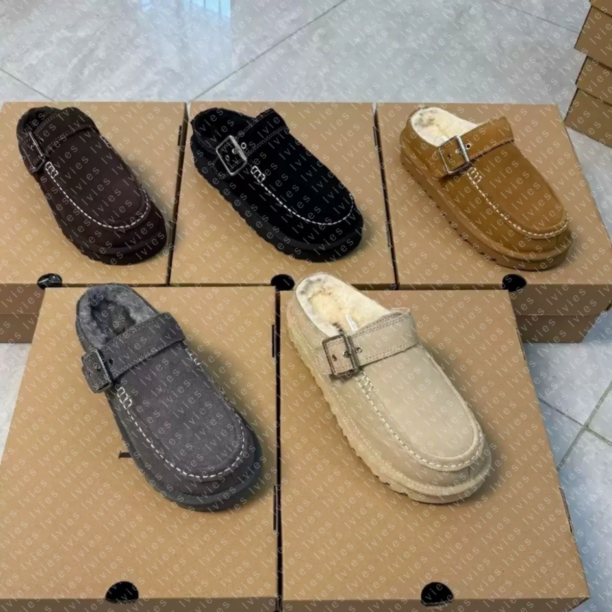 Designer Goldenstar Evelina Clog Slippers UgggClogs Sandal Golden star Women Men platform booties Fall Driftwood Chestnut Sand Winter fur Slipper Si