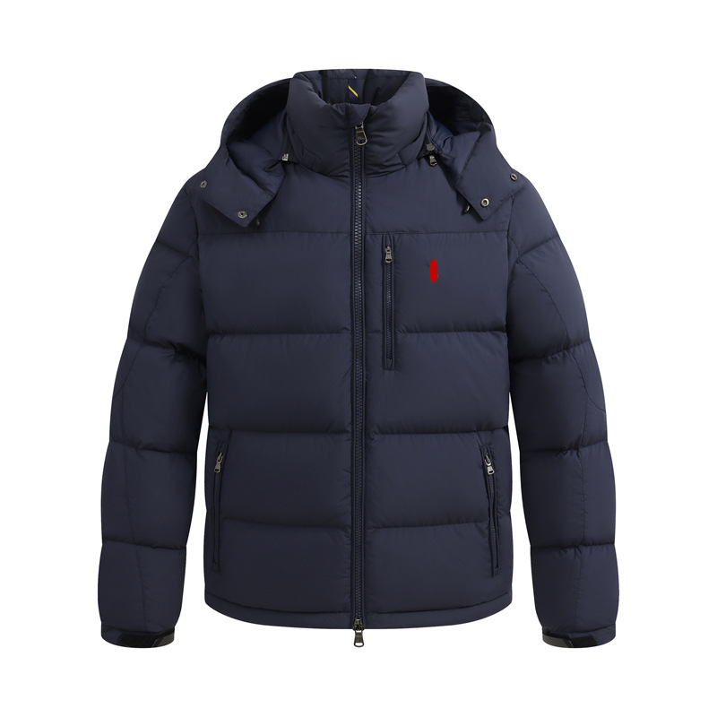 mens winter new fashion thick longsleeve outerwear with embroidered logo warm detachable hooded down jacket
