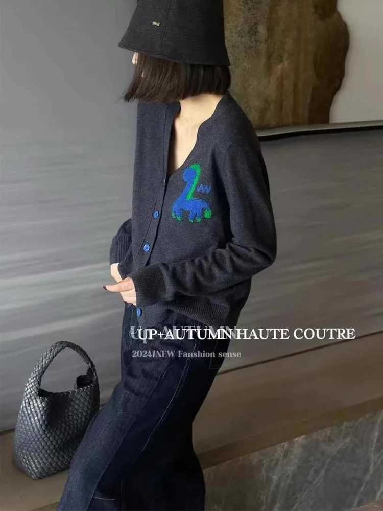 Women's Sweaters European station V-neck 100shmere jacquard knit cardigan women's new soft waxy casual sweater coat tide in autumn H260923