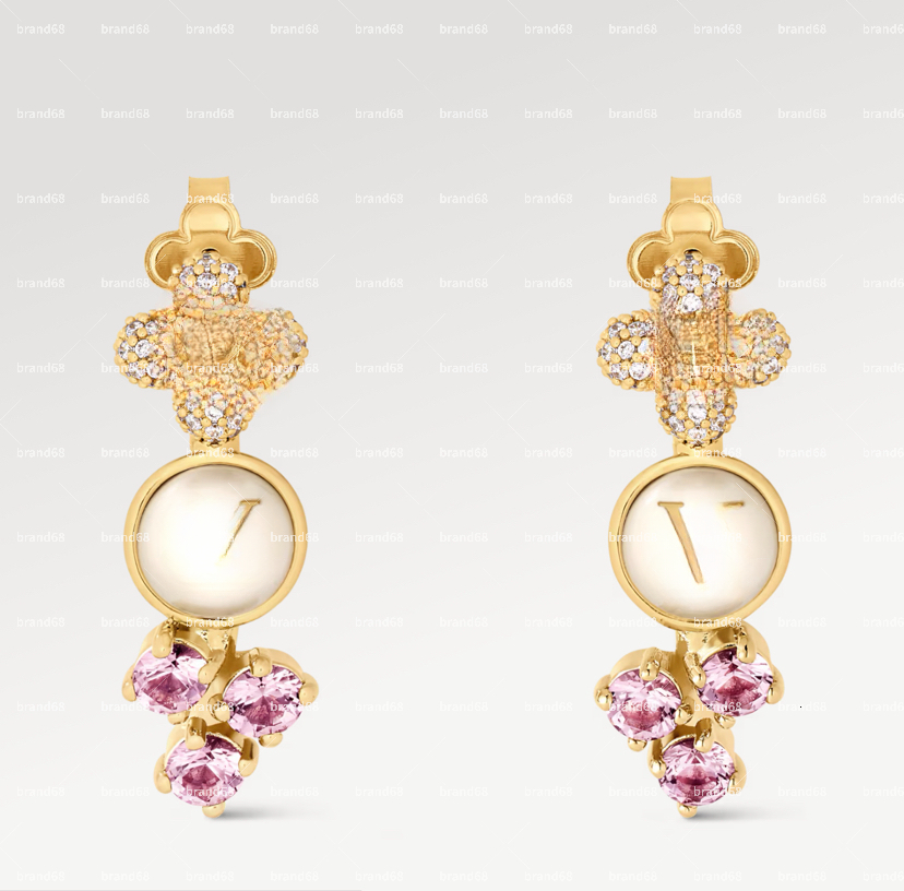 Luxury Earrings Plated 925 Silver Brand Designers Letters Stud Geometric Famous Women Round Crystal Rhinestone Earring Wedding perty Jewerlry Circul