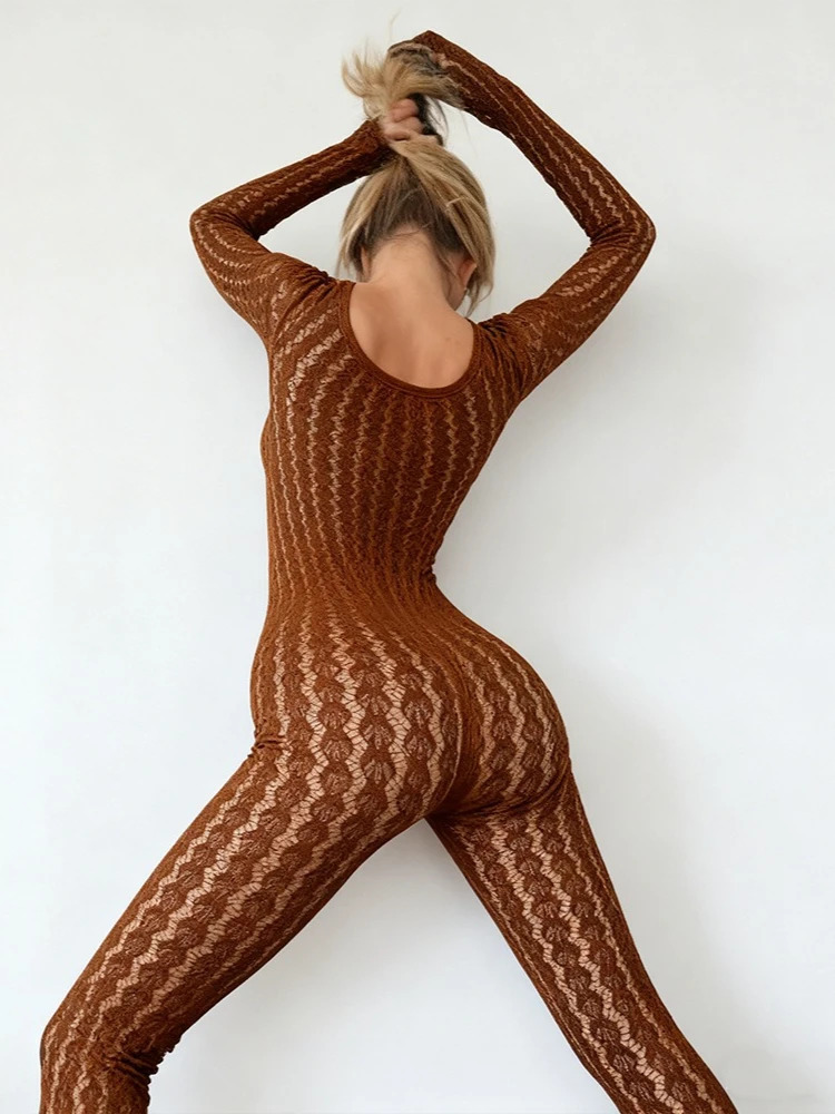 FDYOUI Sexy See-through Bodysuit Women's Long Sleeve Night Club Overalls Black Streetwear Lady Chic One Piece Party Jumpsuits 260922