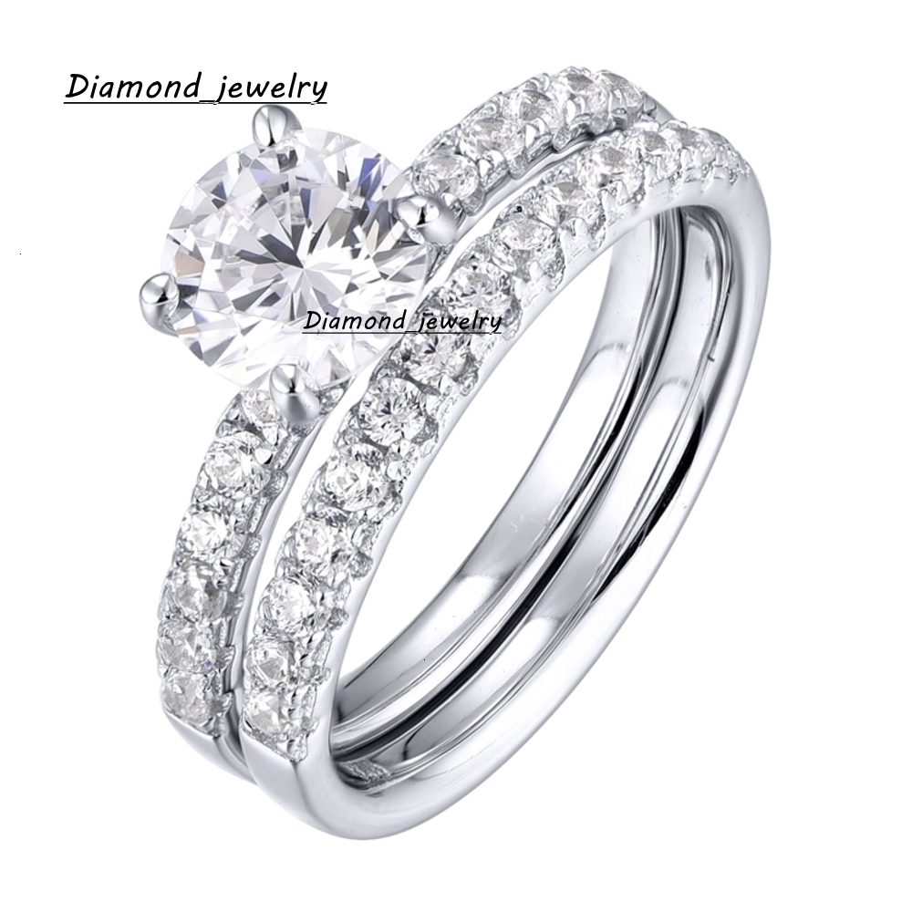 Moissanite Engagement Ring Fine Jewelry 925 Sterling Silver Rhodium Plated Ring Zircon Lovers Wedding Ring Stacking