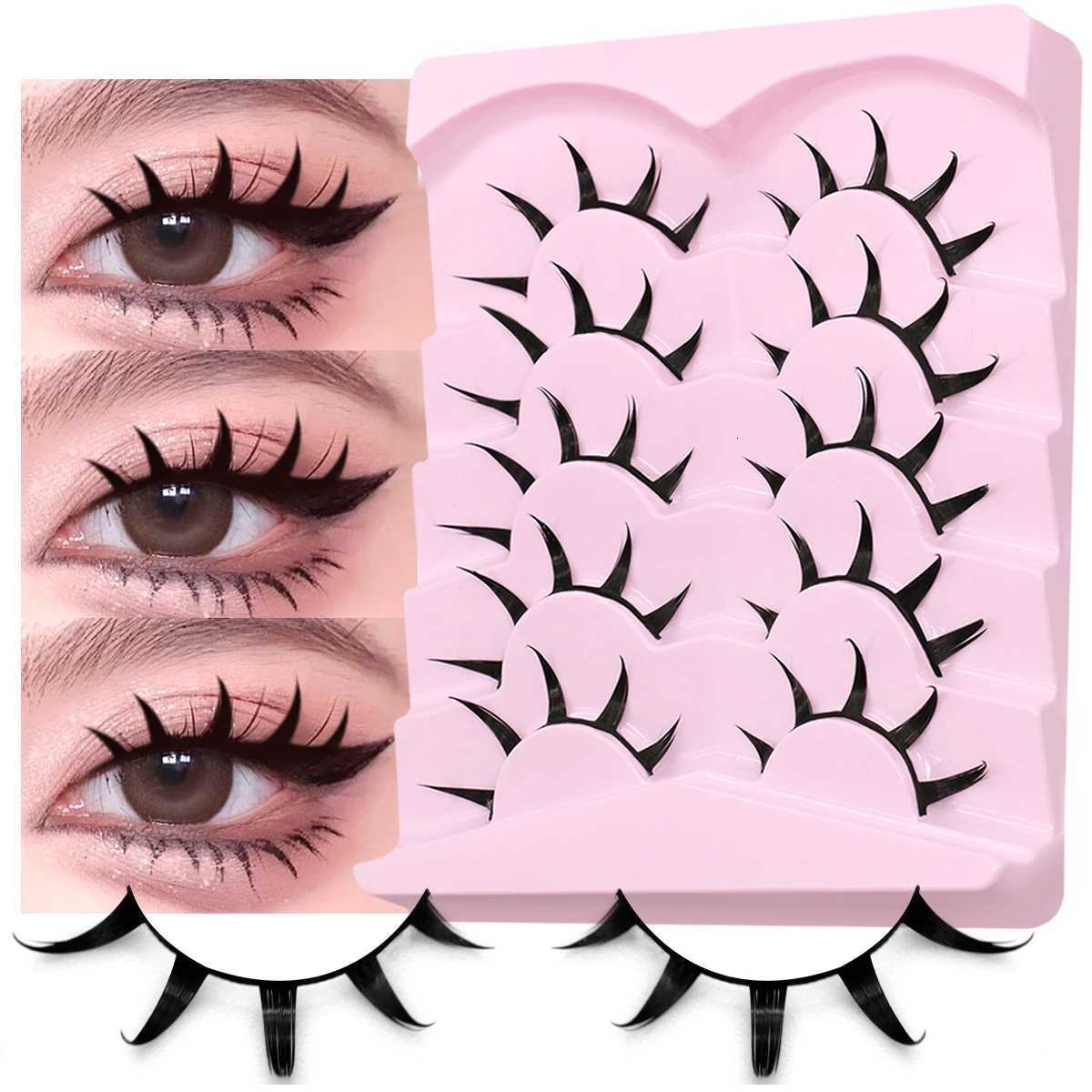 False Eyelashes GROINNEYA Manga Lashes 3D Mink Lashes Natural Eyelashes Soft Cross Wispy False Eyelashes 3D Natural Lashes Eyelash Extension X260922