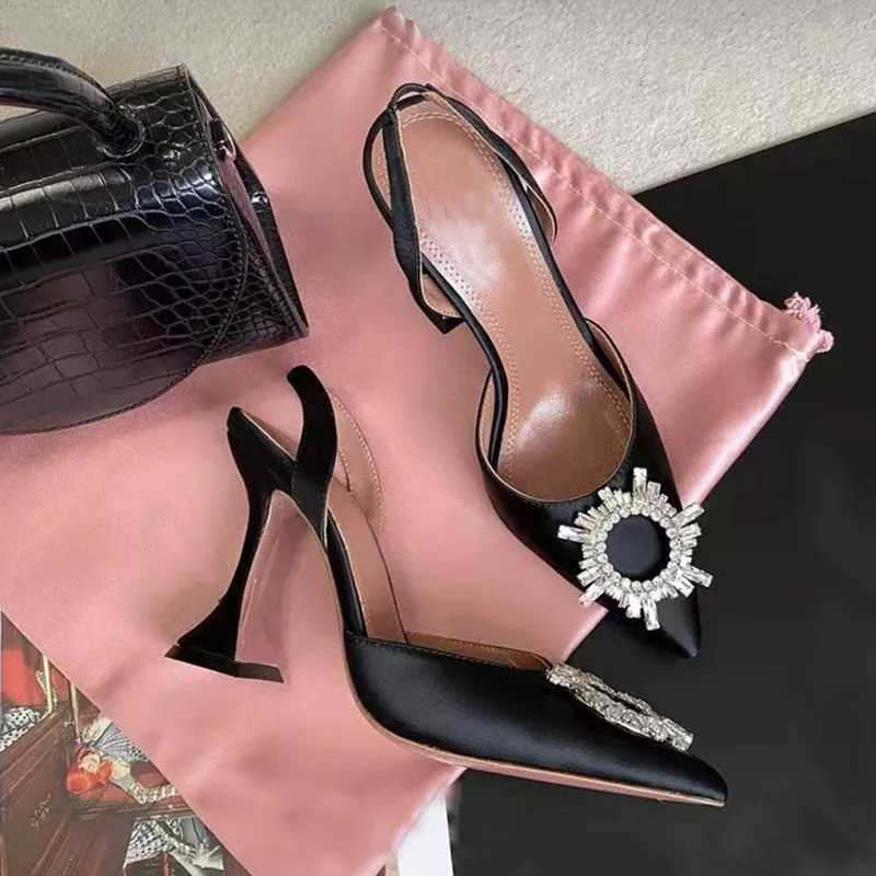 Brand Dress Shoes wen 2025 Pumps luxury Crystal Slingback High h Summer bride Shoes Cfortable triangle Heeled Party Wedding Shoes J260922