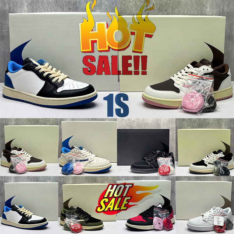 Designer shoes 1 low basketball shoes 1s men black phantom shy pink reverse mocha chaussure womens outdoor sports mens trainers size 36-47