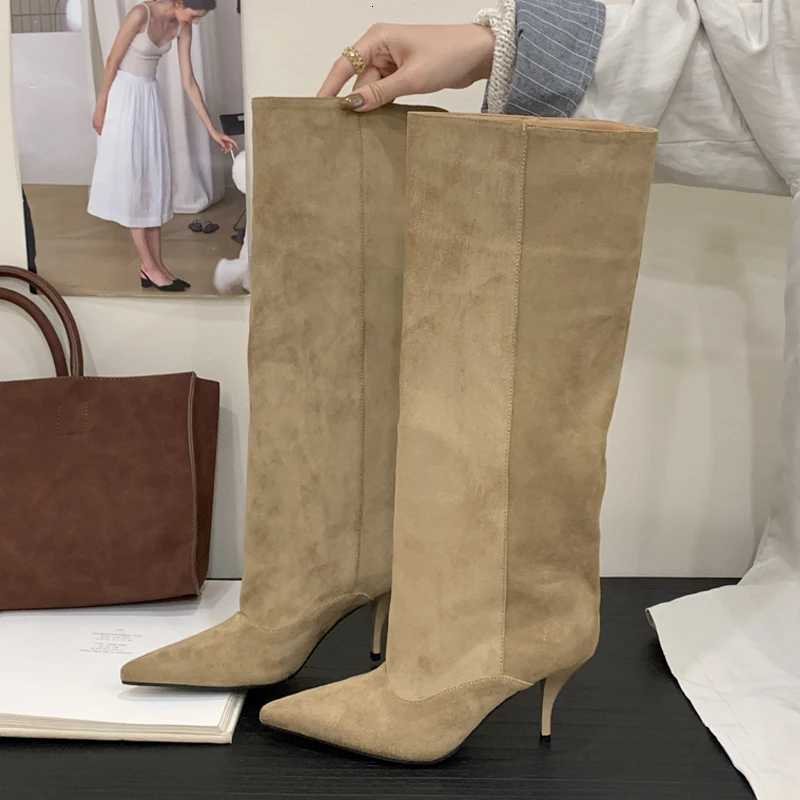 Designer Autumn Boots Eilyken 2027 Winter Thin Heels Women Knee-High Boots Fashion Pointed Toe Shoes Sexy Party Stripper Zapatos De Muje J260922