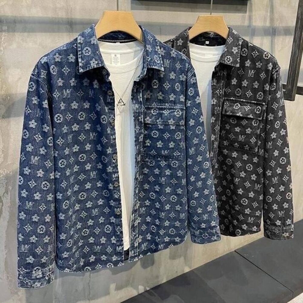 American-style retro checkered denim jacket for men, trendy on Instagram, with a unique design, a little niche, for autumn, a youth-oriented denim g