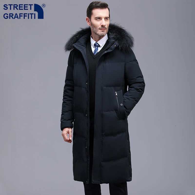 Men's Down Parkas 2022 New Men Thickened Down Jacket -30 Winter Warm Down Coat Jacket Men Fashion Long White Duck Hooded Down Parkas Plus Size