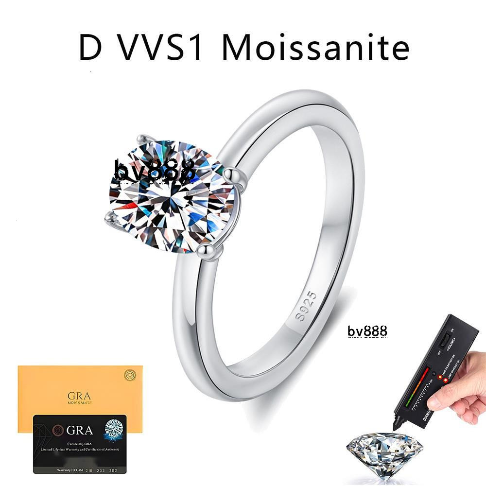 Factory Wholesale Custom GRA Certification S925 Sterling Silver Oval 2CT Moissanite Ring D Color Women's Engagement Wedding Ring