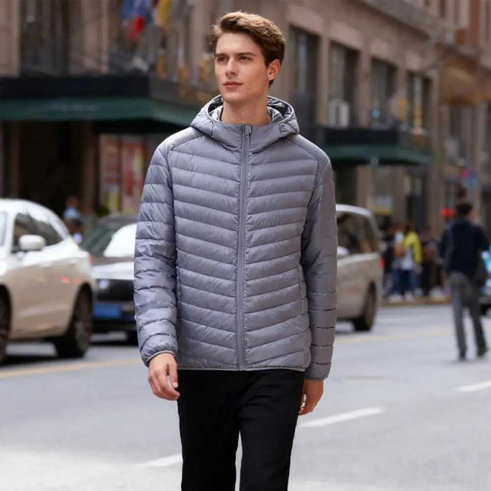 Hooded Men's Men Down Parkas Parka Men's Lightweight Down Coat with Hood Warm Winter Jacket for Cold Weather Windproof Long Sleeve Outerwe