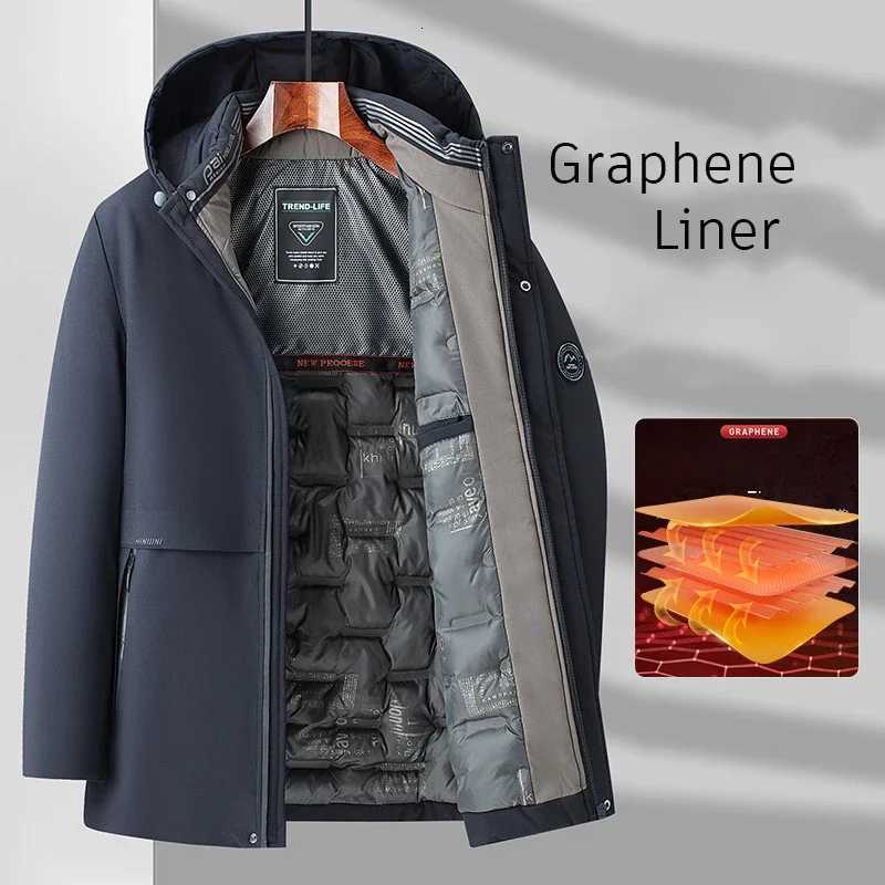 Men's Men's Down Parkas 5XL Winter Mid-Long Coat Warm Jacket Thick Coat Hat Detachable Long Jacket Business Jacket Mens Winter Hooded Warm