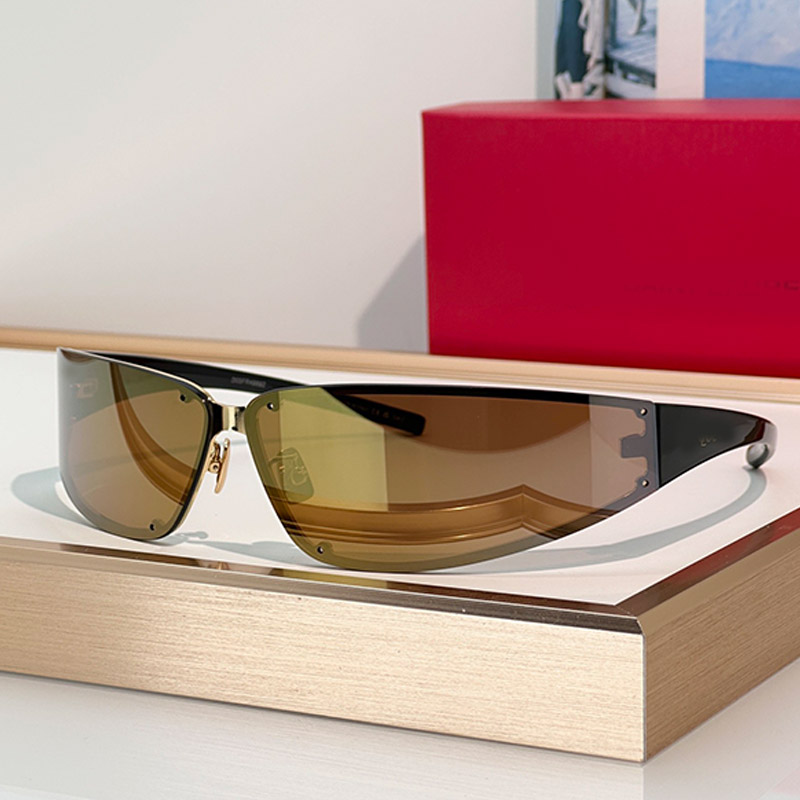 RACER SUNGLASSES FOR MENS WOMENS Classic Black Frameless Rectangular Sunglasses SL963 Temple Golden Signature Design Wear UV Protection For Parties