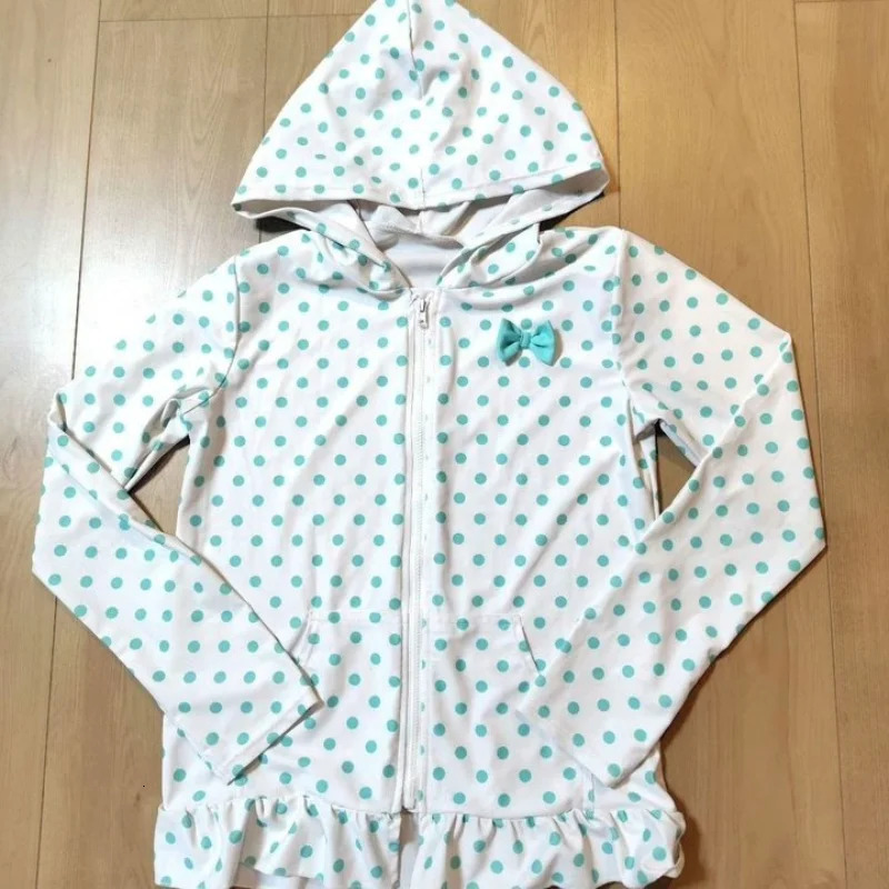 Japanese subculture Harajuku retro polka dot bow long sleeved women's zipper hooded sweatshirt American spicy girl trendy top 260922