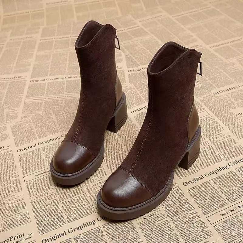 Designer Female Short Shoes Boots Autumn Heeled Women's Ankle Boots New In Very High Heels Booties Trend 2025 Footwear Spring Designer Luxury J