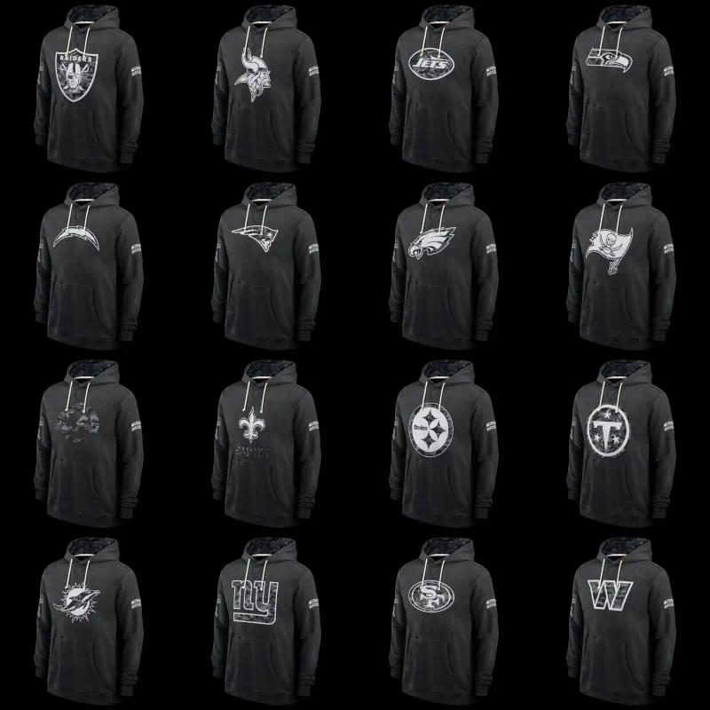 2026 Black Salute To Service Pullover Football Hoodie Jersey individuation Custom Any Name Number Sweatshirts S-XXXL Mens Womens Youth 58