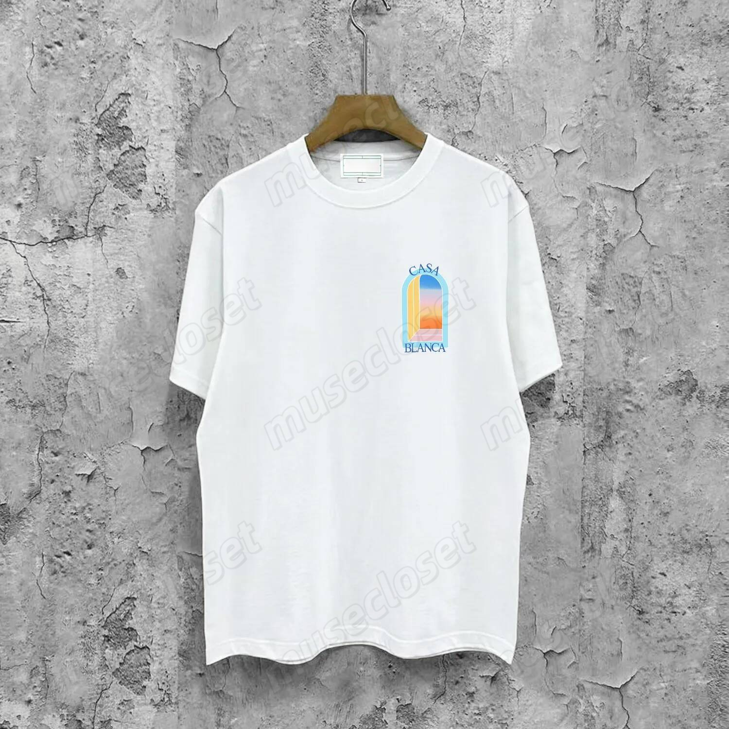 Casas Shirt Mens Womens Couple Luxury Style Designer Tshirts Summer Breathanle Loose Fit Short Sleeve Rainbow Streetwear Polos Apparel Tennis Club G
