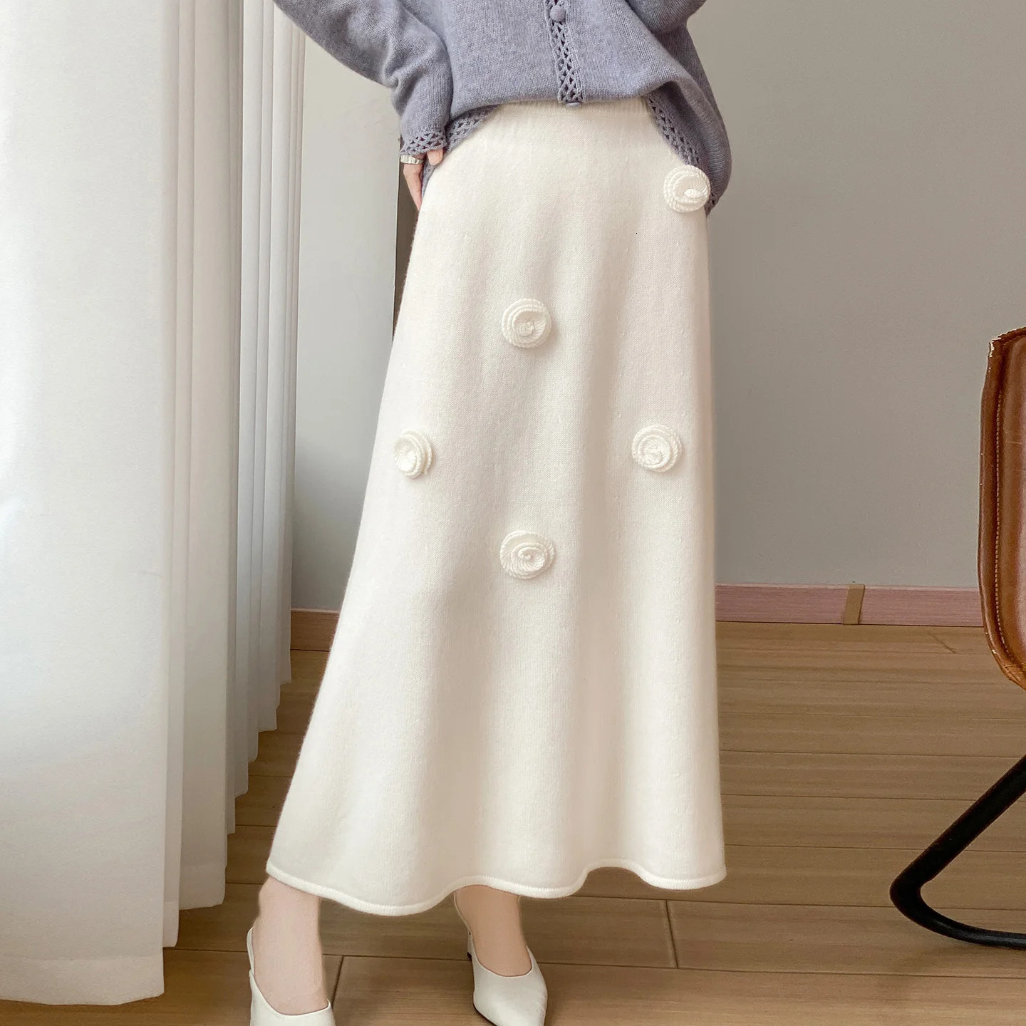 2026 Autumn and Winter Womens Skirt 100% Pure Cashmere Knit Fishtail Solid Color Slim Fashion Selling w260923