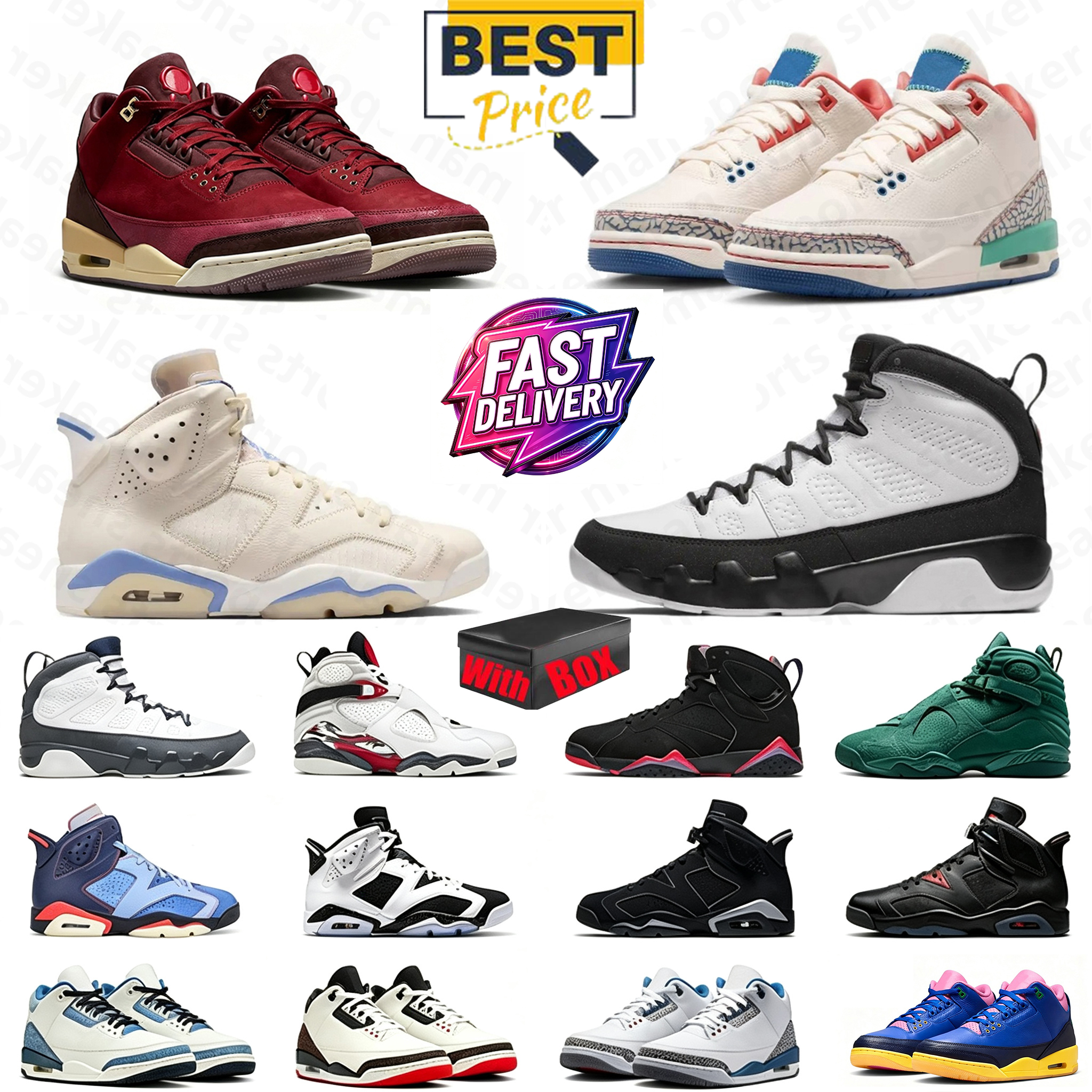 Designer basketball shoes 3S 6S 8S 9s Jam mens 3 bin 23 True Blue 9 Space Jam 8 Chrome mens Basketball shoes 6 White Infrared Oreo women trainers Ou