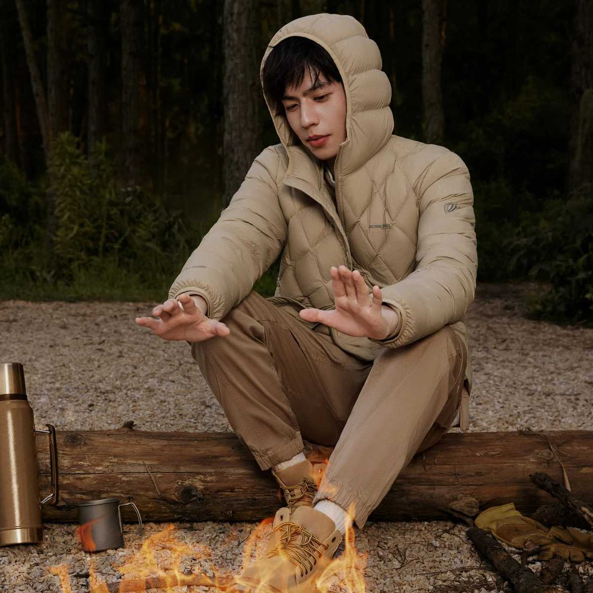 Bosideng Parkas Men's Mens Down Lightweight Goose Down Jacket with Ergonomic Design Asian Fit Ribbed Cuff Hooded Winter Coat Thermal Windproof