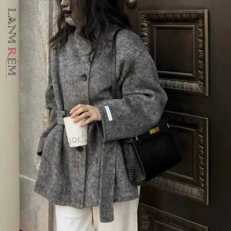 LANMREM 2025 Autumn Winter New Stand Collar Women's Double-faced Woolen CoatKorean Trendy Single Breasted Thick Overcoat DB5065 S260923YQBQ