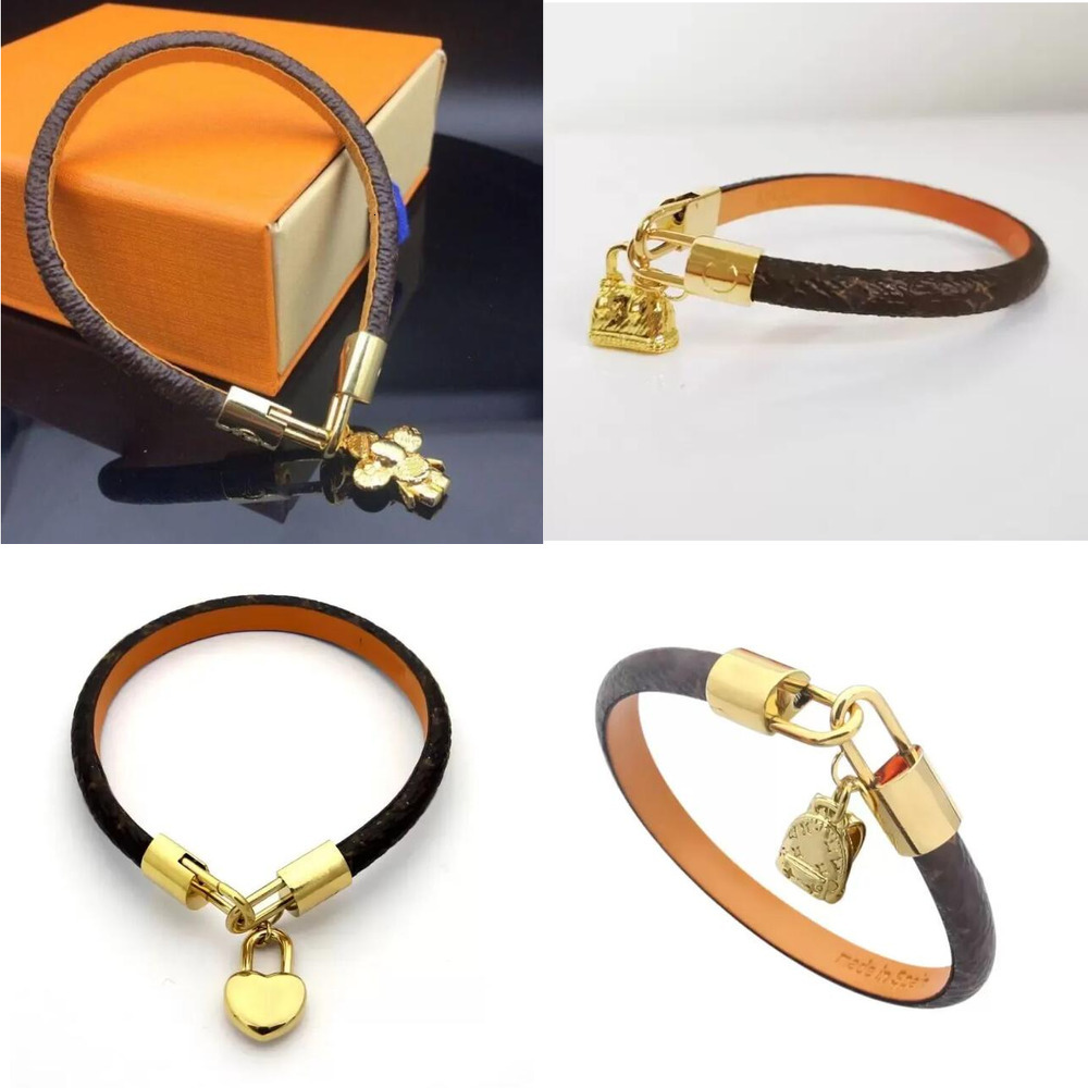 LIV bracelet designer bracelet Designer Charm Leather Bracelet Classic Lock Style Flat Metal Bangle Fashion Lovers Jewelry Gifts For Men Women