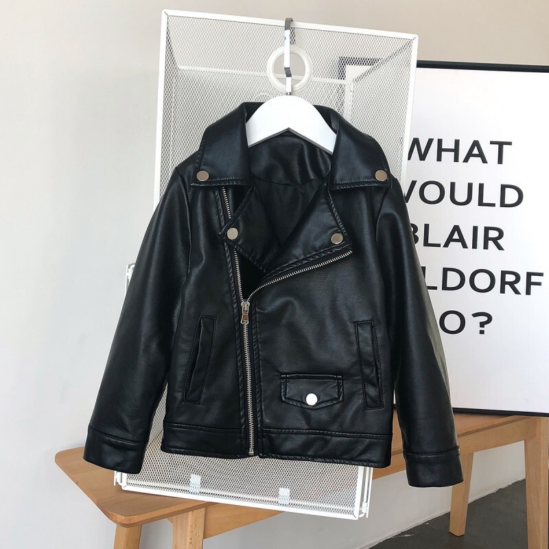 In-stock, ready-to-ship autumn outerwear girls, Korean-style short jacket, fashionable and stylish leather jacket for baby girls