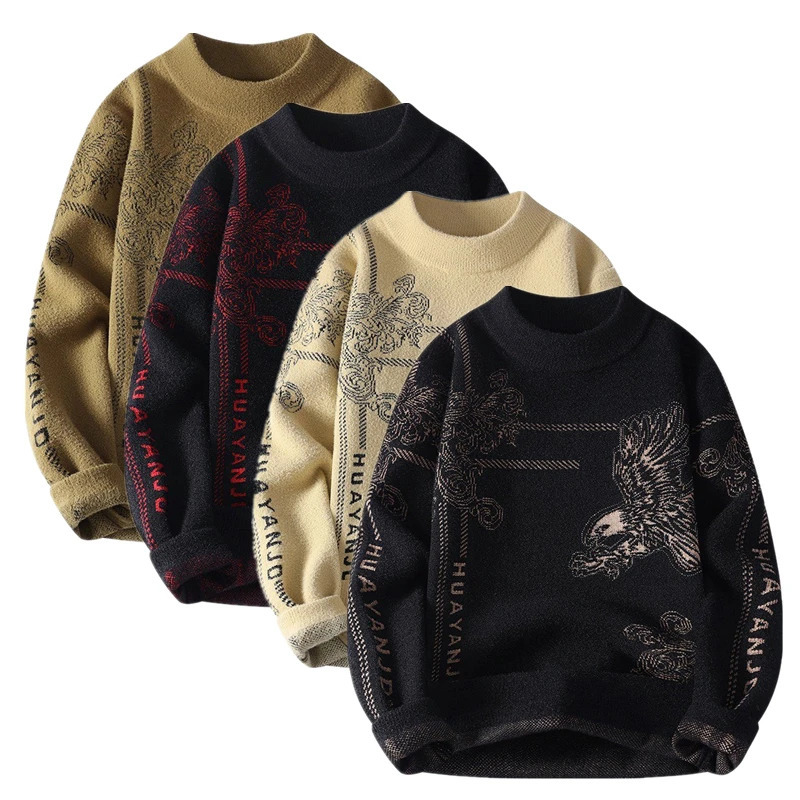 Men's Winter Crew-Neck Sweaters Men's Student and Teen Sweaters Men's Fall Casual Knit Sweaters 260921