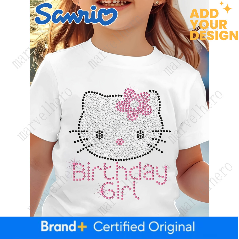 Girls Cute Cartoon T Shirt Kids Birthday Print Short Sleeve Summer Shirt Beach Vacation Clothes Wear Top Boys And Girls Perfect Gift Hello Kitty