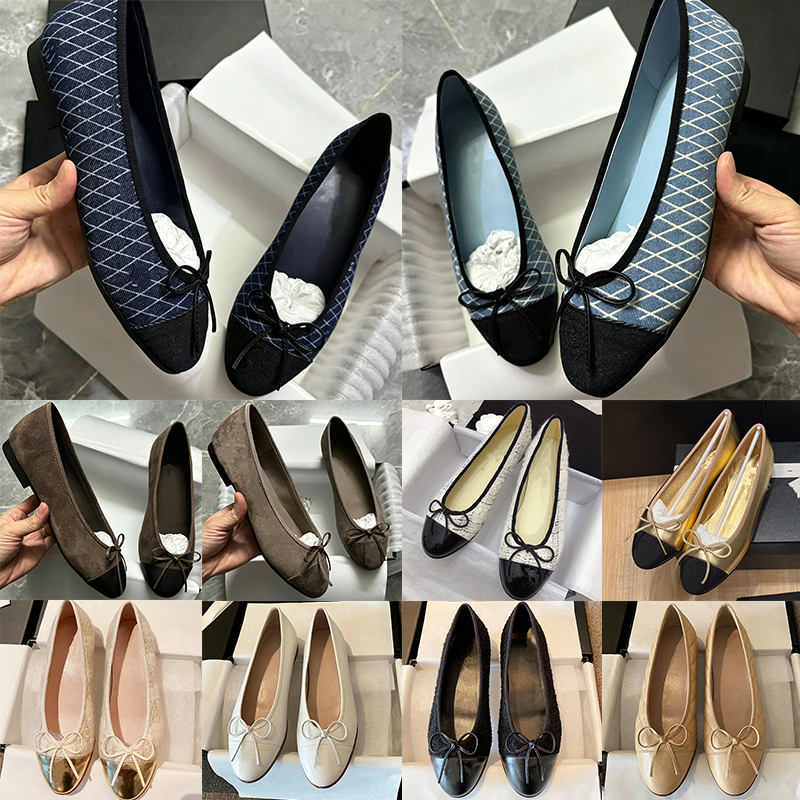 Designer Ballet Flats Paris Brands Women Sandals Quilted Genuine Leather Slip On Ballerina Toe Ladies Fashion Women Bow Ballet Flats size 35-40