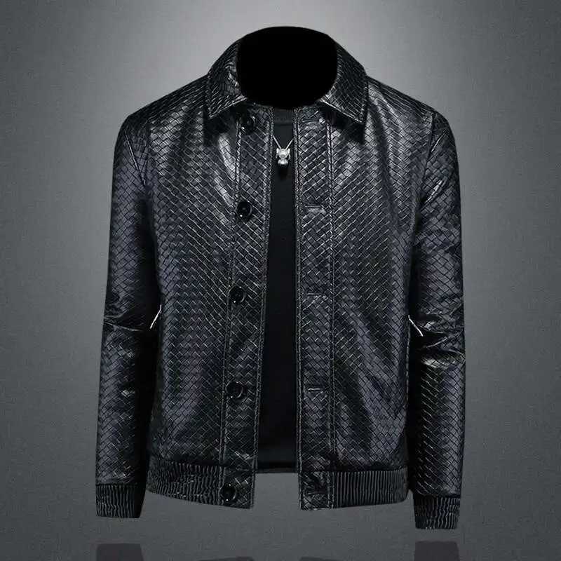 Winter Men's 2024 Down Parkas New PU Leather Down Jacket For Men Duck Down Jacket Men Kurtka Zimowa Down Jacket Men British Style Lapel Down Co