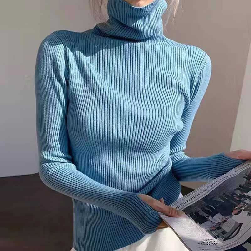 Women's Sweaters Knitted Sweater Women Pullovers New Slim Long Sleeve Sweaters Knit Sweater Pullover Women Tops Turtleneck Sueters De Mujer Q65