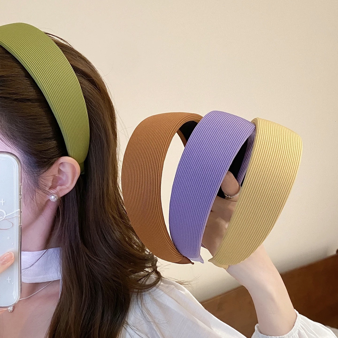 Macaron headband for women, high crown, Korean simple new style, fresh and versatile wide-brimmed fashion hair accessory