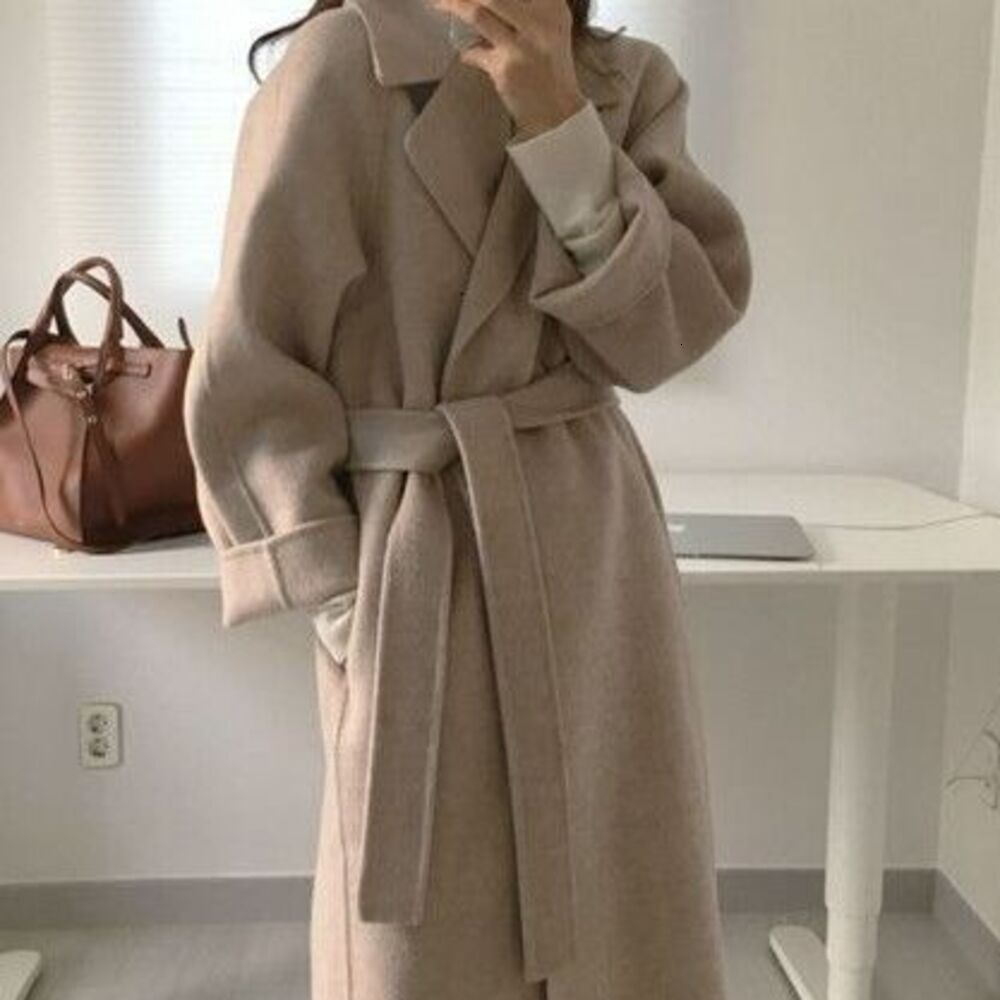 French-Style Vintage Coat, Elegant And Slimming, Loose-Fitting, Korean-Style Mid-Length Hepburn Woolen Coat For Women, Thickened-5