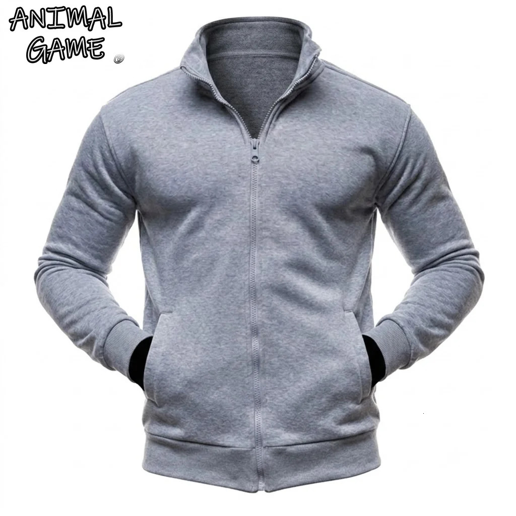 Sudadera con cremallera completa de forro polar para hombre Chaquetas informales ligeras de manga larga con cuello simulado y bolsillo Abrigos tipo