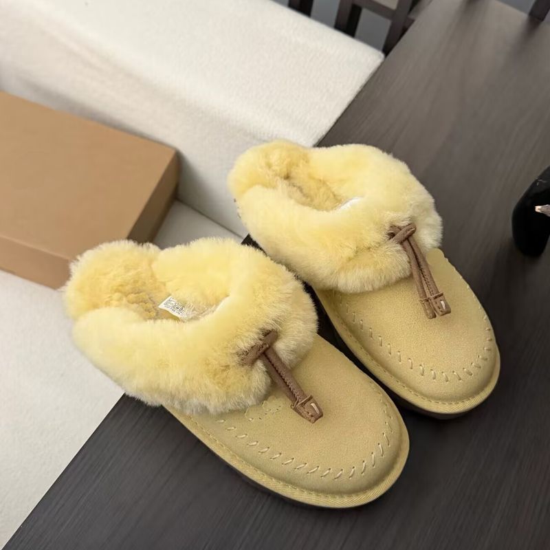 Free shipping designer slippers for womens flat sandals brown yellow khaki winter stitched thick soled anti slip snow boots