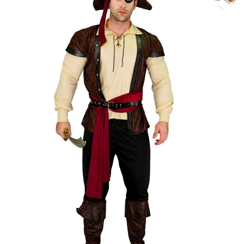 Costume de Pirate d'halloween pour hommes, aspect cuir, Cosplay pour adultes, tenue de scène de fête, uniforme, robe fantaisie, grande taille
