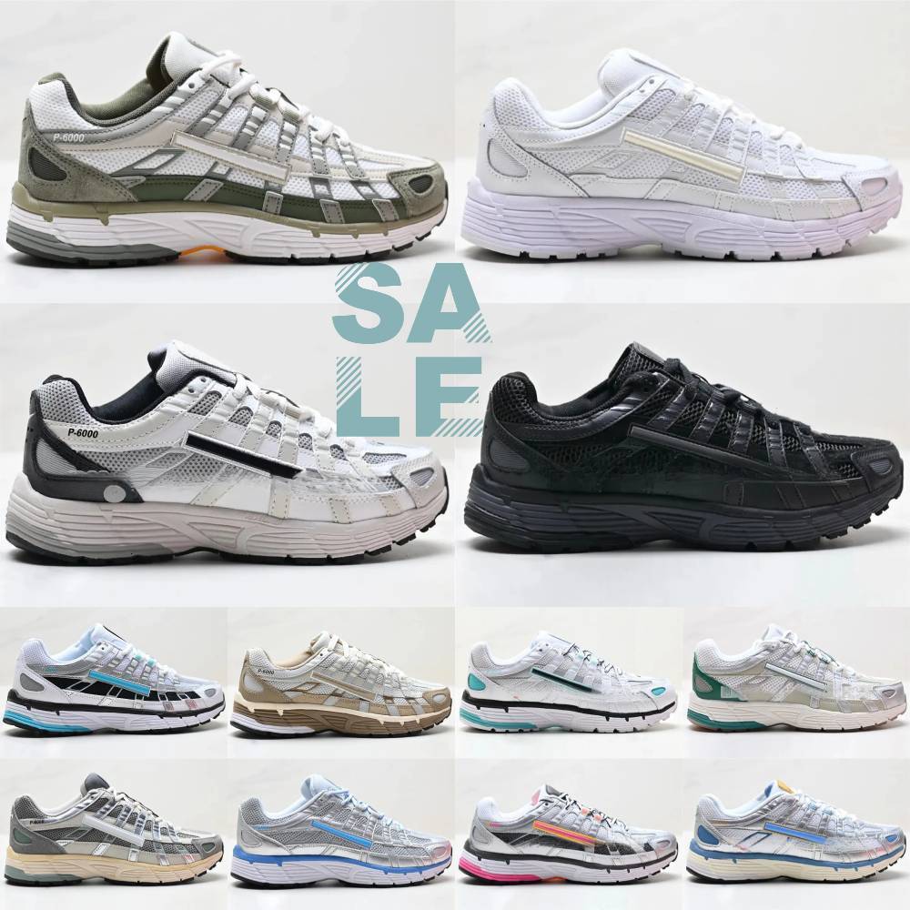Designer P6000 Sneakers Men Women P 6000S Vintage Running Shoes Triple Black White Khaki Wolf Grey Pink Metallics Blue Silver Mesh Sport Runner Outd