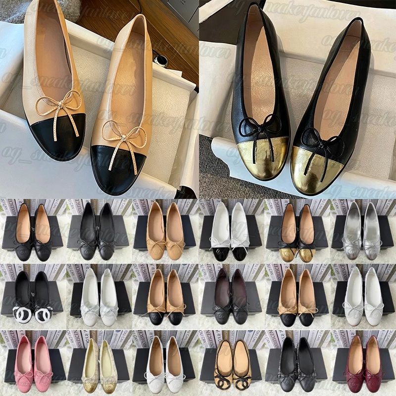 Livraison gratuite Designer Ballerines Paris Marques Femmes Sandales En Cuir Matelassé Slip Sur Ballerine Toe Dames Mode Femmes Bow Ballet Flats