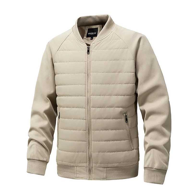 Men's Down Parkas Men Black Khaki Green Solid Color Simple Basic Casual Trendy Daily Zipper Parkas Winter New Fashion American Style Male Coats
