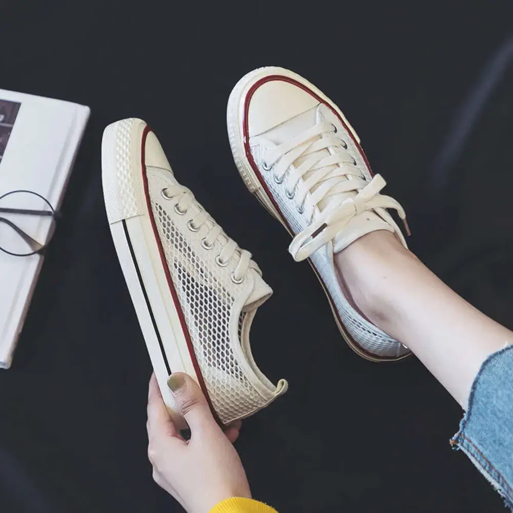 Women Casual female sneakers Shoes Canvas Women Spring Mesh Korean Edition Casual Female Students Sports Hollow Breathable Shoes For Women's Fa