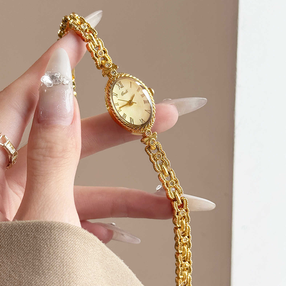 GEDI Watch Elegant 2026 Wristwatches Oval Dial Exquisite Quartz Fashion Watches for Women Retro Luxury Gold Bracelet Clock 26Y0923