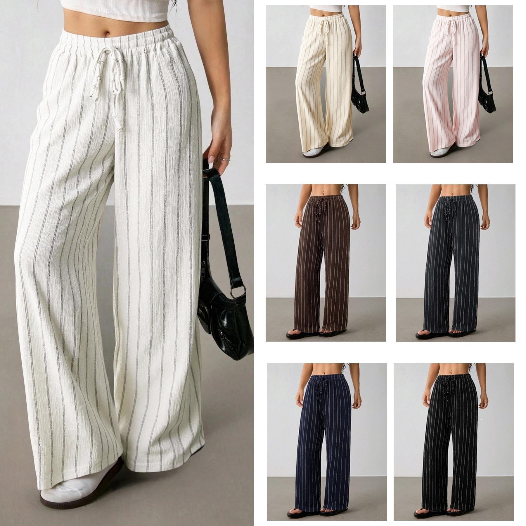 Luxury Amazon Women's Clothing, Cross-Border European American Style, Elegant And Casual, Loose-Fitting, Drawstring Waist, Elastic Waistband, C