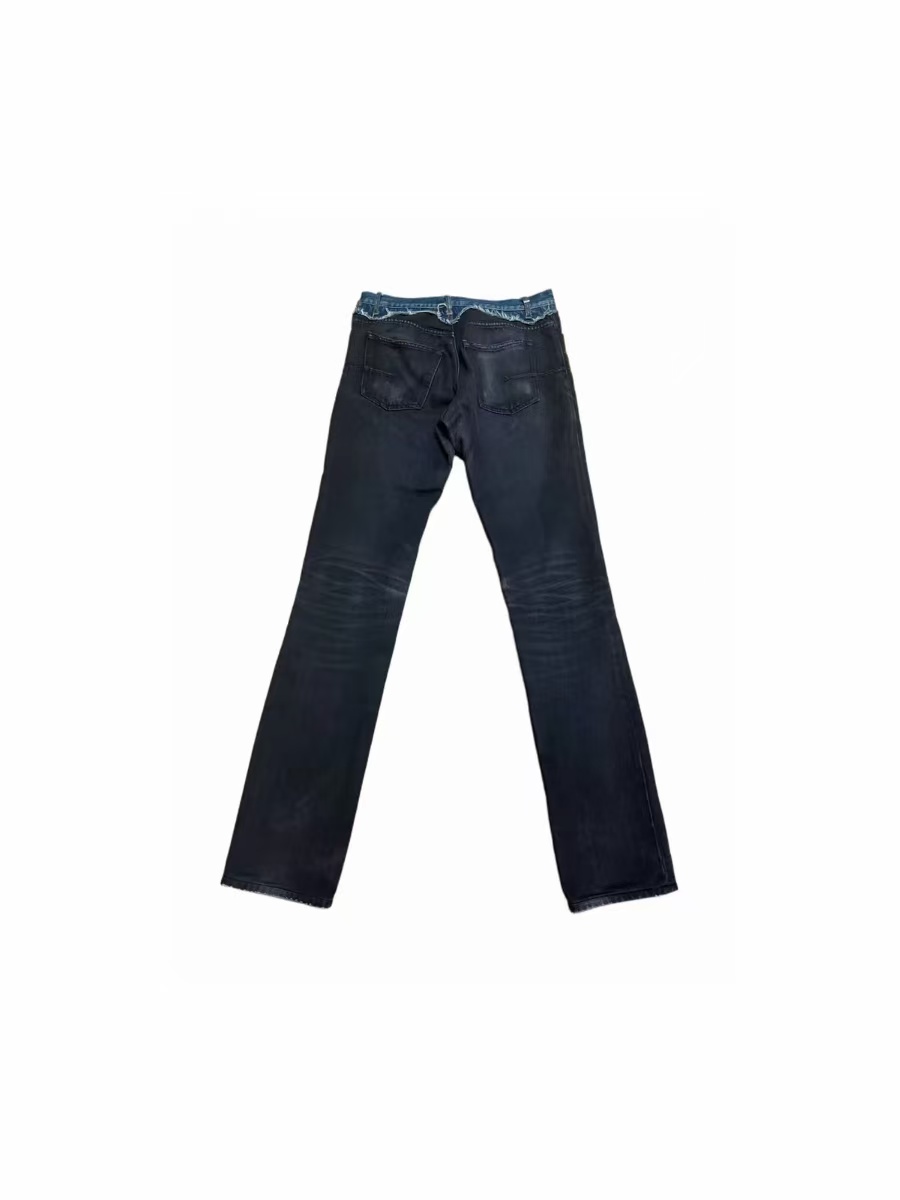 Denimbroek voor heren, blauw en zwart gestreepte rechte jeans