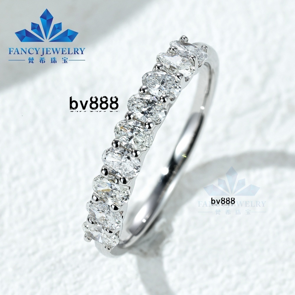 Factory Custom Oval Cut D Color Lab Grown Diamond 10K 14K 18K Solid Gold Trendy Ring 3x5mm Anniversary Wedding Band for Gifts